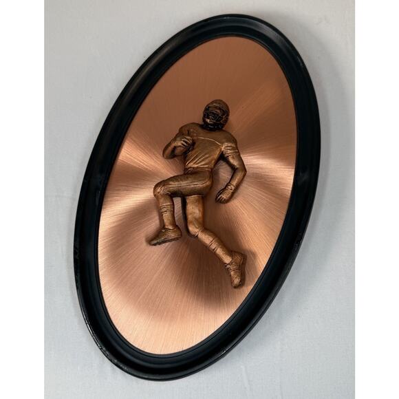 Copperama Football Male Player Wall Plaque 3-D copper art w/Frame, 85-29 - Picture 8 of 9
